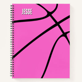 Roze Basketball Player Name of Text Custom Sports Notitieboek