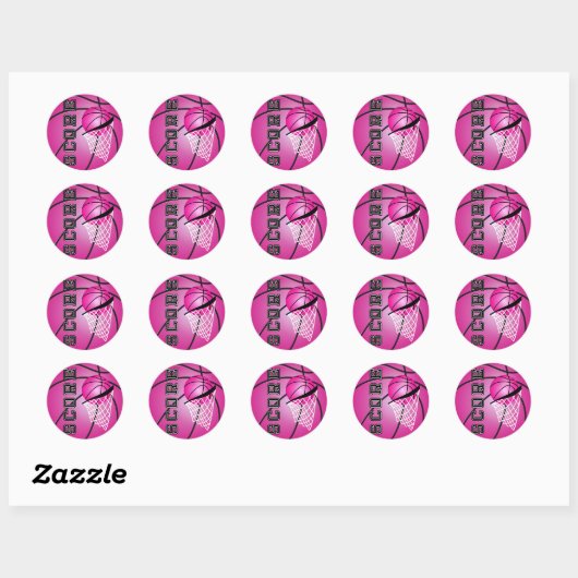 Roze Basketball Ronde Sticker (Vel)