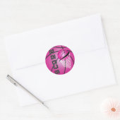 Roze Basketball Ronde Sticker (Envelop)