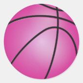 Roze Basketball Ronde Sticker (Voorkant)