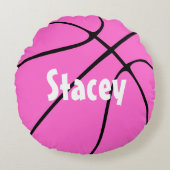 Roze Basketball Round Sierkussen Rond Kussen (Voorkant)