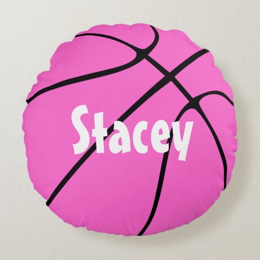  Roze Basketball Round Sierkussen Rond Kussen (Voorkant)