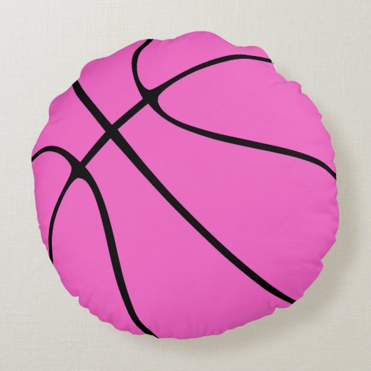 Roze Basketball Round Sierkussen Rond Kussen (Achterkant)