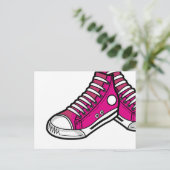 Roze Basketball Sneaker Briefkaart (Staand voorkant)