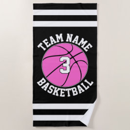 Roze Basketball Team Name & Player Number Custom Strandlaken