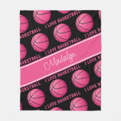 roze basketballen, ik hou van basketbaltekstpatroo fleece deken (Voorkant)