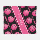 roze basketballen, ik hou van basketbaltekstpatroo fleece deken (Voorkant (Horizontaal))