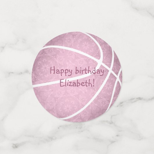 roze basketballen meester confetti (Kleine voorkant)