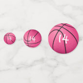 roze basketballen meiden verjaardagsfeest confetti (Achterkanten)
