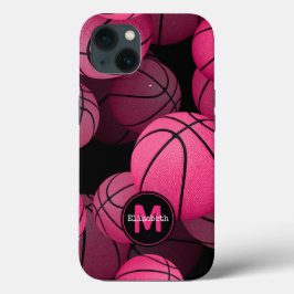 roze basketballen meisjes gepersonaliseerd Case-Mate iPhone case