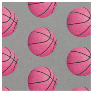 Roze basketballen op grijs elke kleur sportpatroon stof