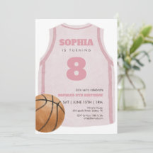 Roze Basketbalshirt Verjaardagsfeest Watercolor 