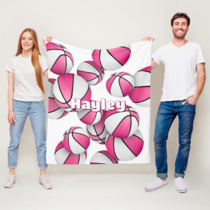 Roze basketbalteam kleuren meisjes sport decor fleece deken