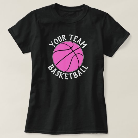 Roze Basketbalteam, naam speler & Jersey nummer T-shirt (Design voorkant)