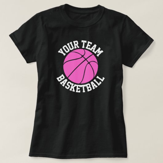 Roze Basketbalteam, speler & Jersey Number T - shi T-shirt (Design voorkant)