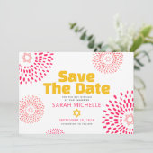 Roze Bat Mitswa Bold Starburst Cool Modern Groovy Save The Date (Staand voorkant)