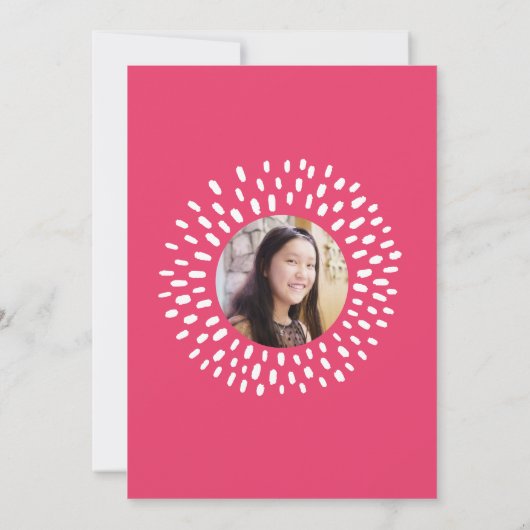 Roze Bat Mitswa Photo Bold Cool Starburst Groovy Kaart (Achterkant)