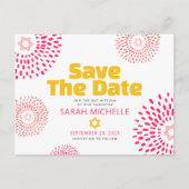 Roze Bat Mitswa Save the Date Modern Starburst Uitnodiging Briefkaart (Voorkant)
