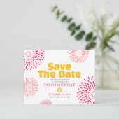 Roze Bat Mitswa Save the Date Modern Starburst Uitnodiging Briefkaart (Staand voorkant)