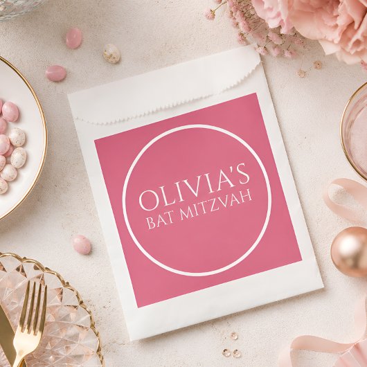 Roze Bat Mitzvah Favor Zakje