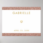 Roze bat Mitzvah Roos Gold Glitter Sign-In Poster (Voorkant)