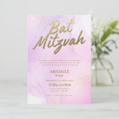 Roze Bat Mitzvah uitnodiging (Staand voorkant)