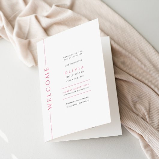 Roze Bat Mitzvah Vouwprogramma Boekje Programma