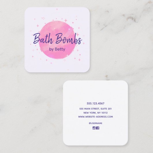 Roze Bath Bomb Calling Card Contactkaartje (Voorkant / Achterkant)