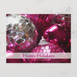 Roze Baubles 'Happy Holidays' briefkaart