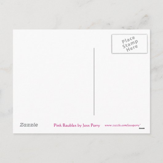 Roze Baubles 'Happy Holidays' briefkaart (Achterkant)