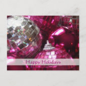 Roze Baubles 'Happy Holidays' briefkaart (Voorkant)