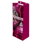 Roze Baubles Merry kerstcadeawijn Wijn Cadeautas (Achterkant Gekanteld)