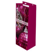 Roze Baubles Merry kerstcadeawijn Wijn Cadeautas (Voorkant Gekanteld)