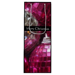 Roze Baubles Merry kerstcadeazak wijn zwarte wijn Cadeautas