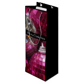 Roze Baubles Merry kerstcadeazak wijn zwarte wijn Wijn Cadeautas (Achterkant Gekanteld)