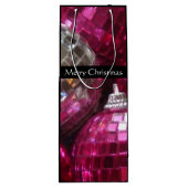 Roze Baubles Merry kerstcadeazak wijn zwarte wijn Wijn Cadeautas (Achterkant)