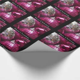 Roze Baubles Merry kerstinpakpapier zwart Cadeaupapier