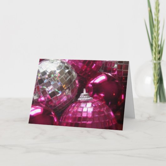 Roze Baubles 'Sason's Greetings'-kaart Feestdagen Kaart (Voorkant)