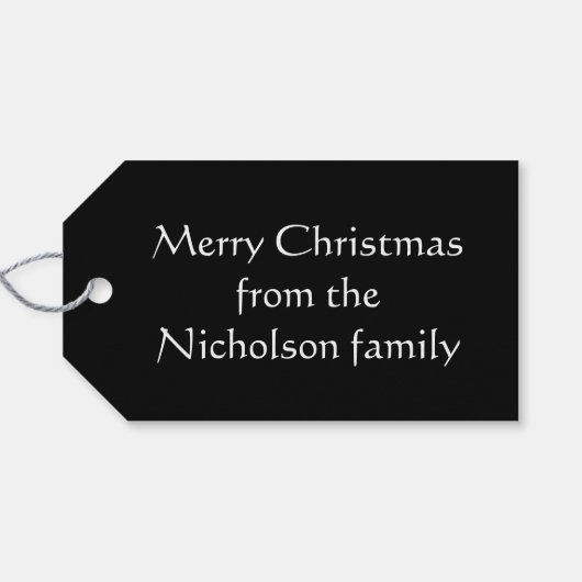 Roze Baubles Tekstcadeau label zwart Cadeaulabel (Achterkant Horizontaal)