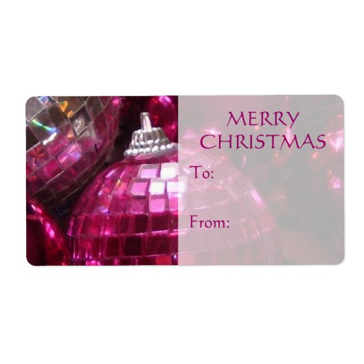 Roze Baubles... Vanaf 'gift label label roze tekst (Voorkant)
