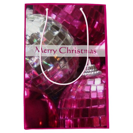 Roze Baubles Verry kerstcadeautas medium Cadeauzakje (Voorkant)