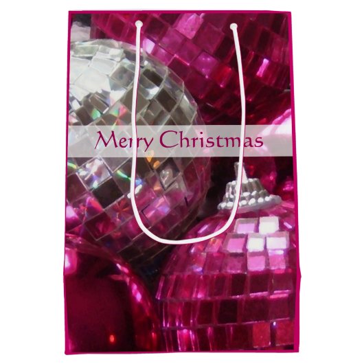 Roze Baubles Verry kerstcadeautas medium Medium Cadeauzakje (Achterkant)