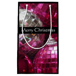 Roze Baubles Vrolijk kerstcadeauzakje klein zwart Cadeauzakje