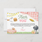 Roze BBQ Baby shower 5x3.5 Bedankkaart (Voorkant)