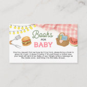 Roze BBQ Baby shower Boeken voor Baby Informatiekaartje (Voorkant)