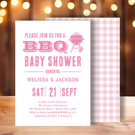 Roze BBQ Baby shower Kaart