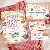 Roze BBQ Baby shower Luier Raffle Informatiekaartje