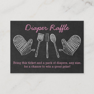 Roze BBQ Baby shower Luier Raffle Tickets Informatiekaartje