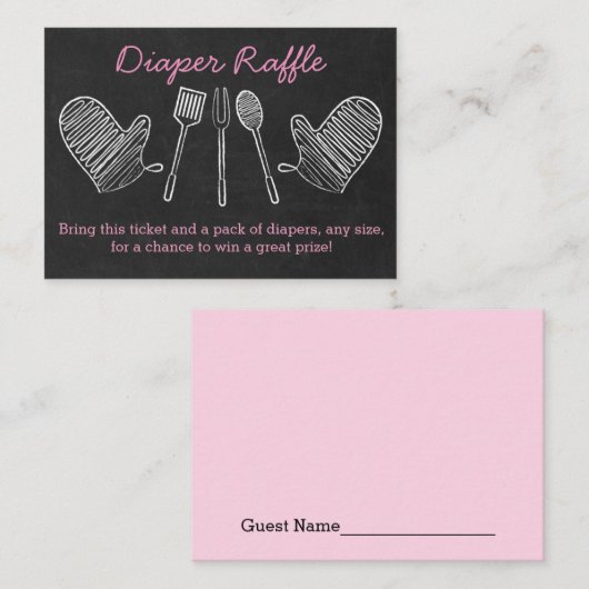 Roze BBQ Baby shower Luier Raffle Tickets Informatiekaartje (Voorkant / Achterkant)