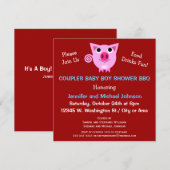 Roze BBQ Couples Baby shower Boy of Neutraal Kaart (Voorkant / Achterkant)